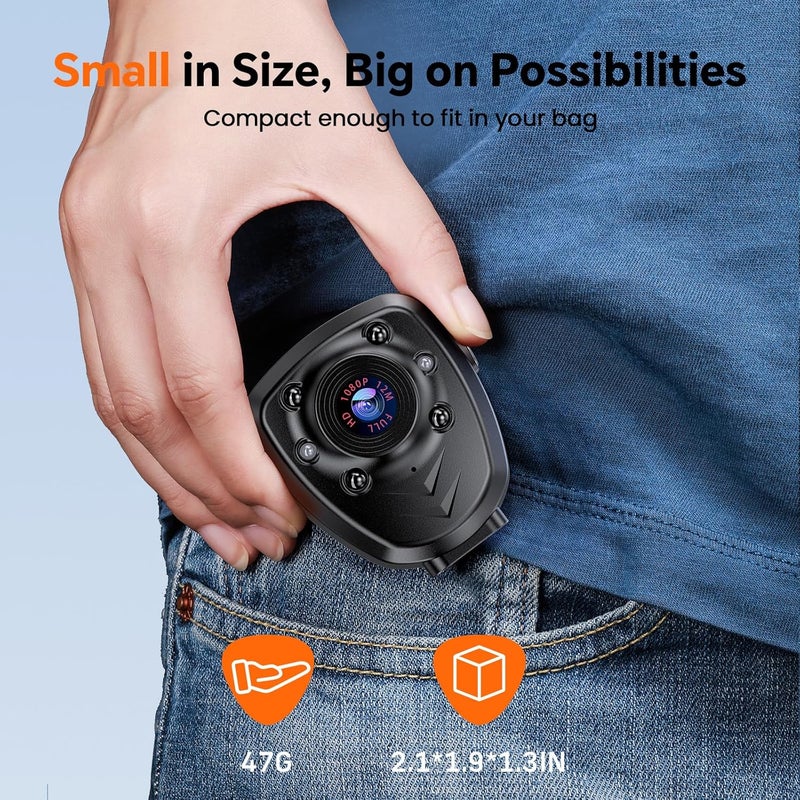 Losfom Z12 Mini Body Camera-1080P Wearable Camera with Audio, 5-Hour Battery, Clip & Strap Included, Night Vision Small Body Cam for Civilians, Delivery, Daily Recording, Personal Safety(128GB) - Image 2